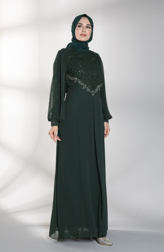 Green Hijab Evening Dress 52764-04