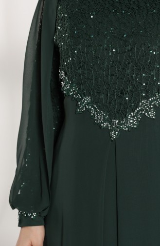 Sequin Detailed Evening Dress 52764-04 Green 52764-04