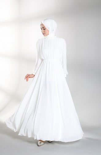 Elastic waist Evening Dress 4826-01 white 4826-01