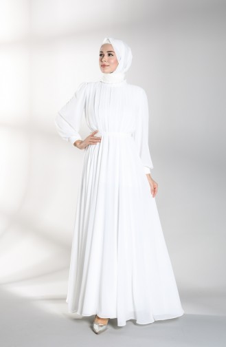 Weiß Hijab-Abendkleider 4826-01