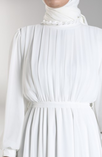 Elastic waist Evening Dress 4826-01 white 4826-01