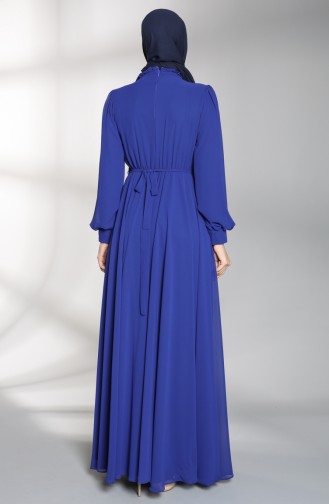 Elastic waist Evening Dress 4826-02 Saxe Blue 4826-02