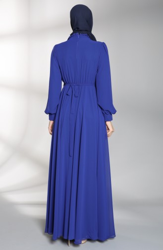 Saks-Blau Hijab-Abendkleider 4826-02