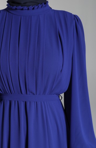 Saks-Blau Hijab-Abendkleider 4826-02