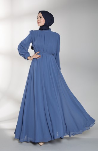 Elastic waist Evening Dress 4826-04 Indigo 4826-04