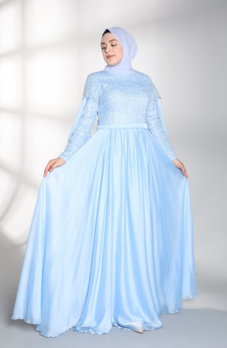 Blau Hijab-Abendkleider 8004-01