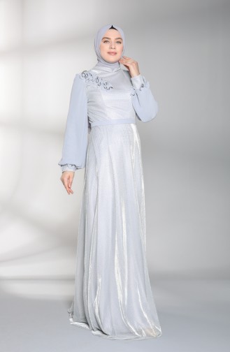 Plus Size Jacquard Evening Dress 8007-01 Gray 8007-01