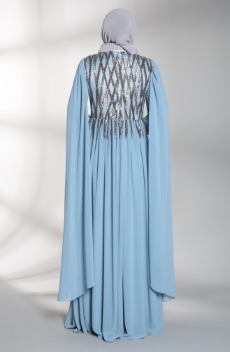 Plus Size Sequin Evening Dress 8013-01 Indigo 8013-01