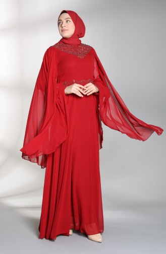 Weinrot Hijab-Abendkleider 1555-01