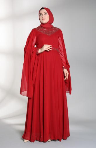 فساتين سهرة بتصميم اسلامي أحمر كلاريت 1555-01