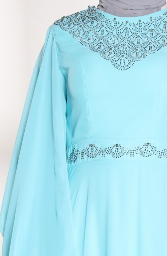 Minzenblau Hijab-Abendkleider 1555-02
