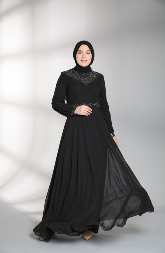 Schwarz Hijab-Abendkleider 1555-04