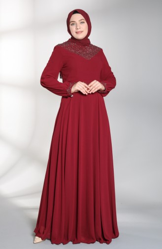 Weinrot Hijab-Abendkleider 1555-05