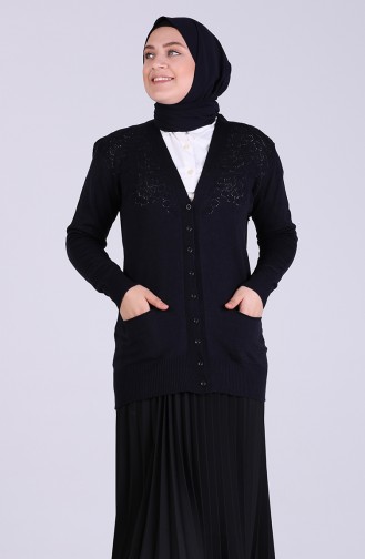 Büyük Beden Triko Hırka 0519-06 Lacivert