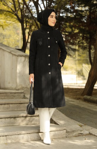 معطف طويل أسود 1005-04