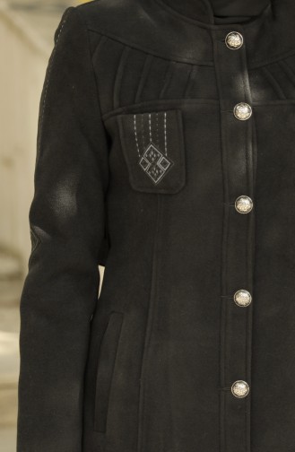 معطف طويل أسود 1005-04