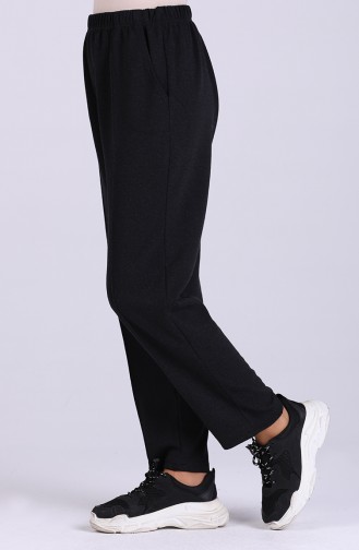 Beli Lastikli Kışlık Pantolon 8114-02 Siyah