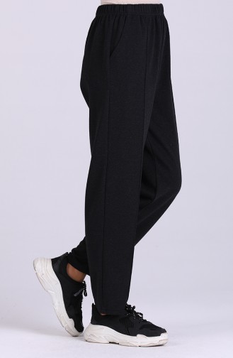 Beli Lastikli Kışlık Pantolon 8114-02 Siyah