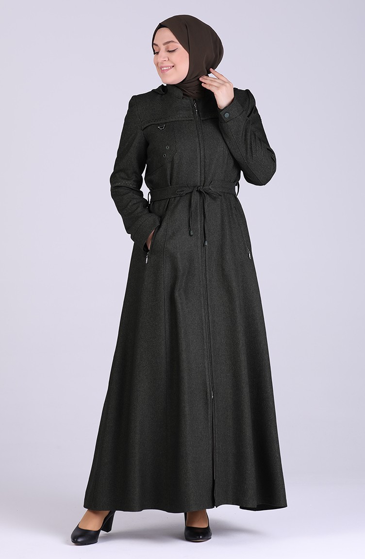 Buyuk Beden Kapusonlu Pardesu 1009 06 Haki Sefamerve