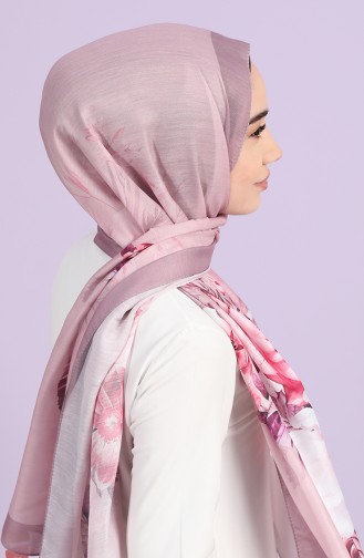 Floral Desen Şal 81006-13 Gül Kurusu Fuşya