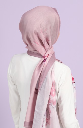 Floral Desen Şal 81006-13 Gül Kurusu Fuşya
