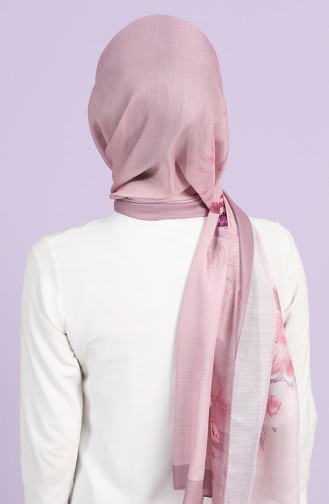 Floral Desen Şal 81006-13 Gül Kurusu Fuşya
