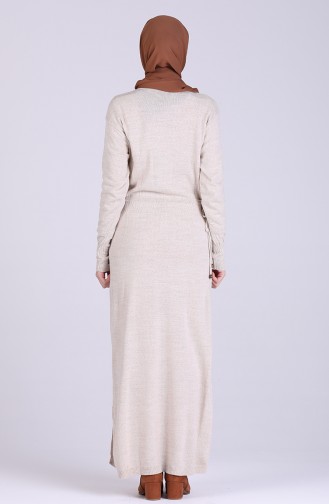 Creme Hijab Kleider 5051-07