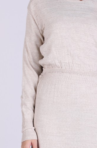 Creme Hijab Kleider 5051-07