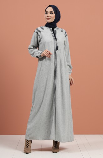 Hellgrau Hijab Kleider 8131-01