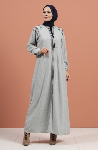 Light Gray İslamitische Jurk 8131-01