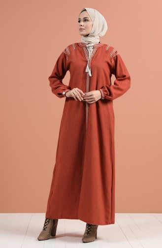Ziegelrot Hijab Kleider 8131-02