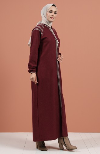 Claret Red Hijab Dress 8131-03