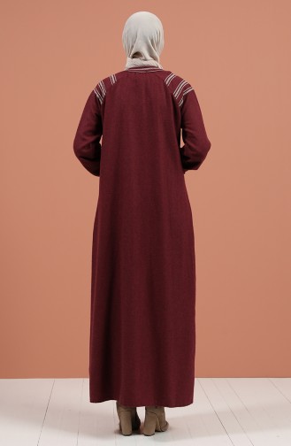 Embroidered woolen Dress 8131-03 Burgundy 8131-03