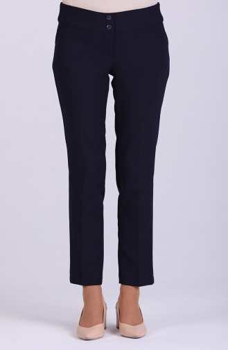 Straight Leg Trousers with Pockets 3059-05 Navy Blue 3059-05