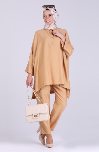Yarasa Kol Tunik Pantolon İkili Takım 1095-01 Camel
