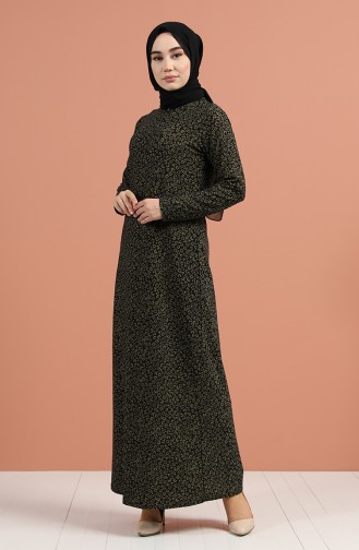 Khaki Hijab Dress 8884-02