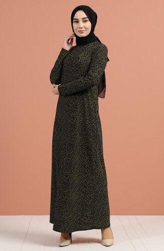 Khaki Hijab Dress 8884-02