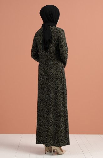 Khaki Hijab Dress 8884-02