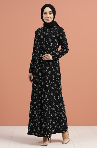 Patterned Dress 8885-01 Black 8885-01