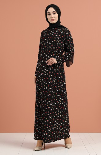 Schwarz Hijab Kleider 8886-01