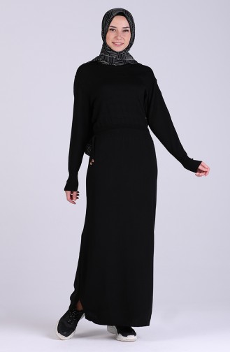 Schwarz Hijab Kleider 5051-06