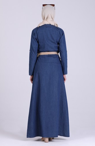 Jeansblau Hijab Kleider 1027-01