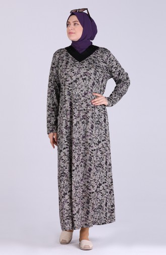 Plus Size Patterned Dress 0403-03 Purple 0403-03