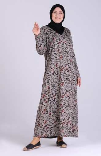 Khaki Hijab Kleider 0403-04