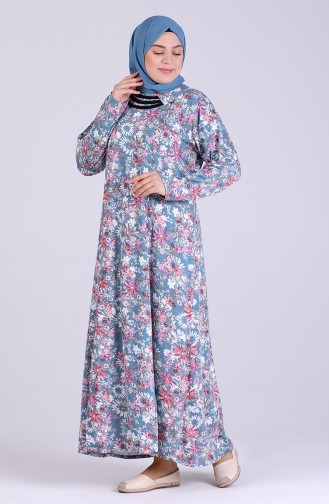 Robe Hijab Bleu Pétrole 0404-02