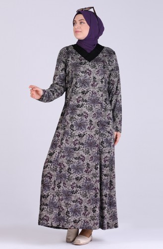 Plus Size Patterned Dress 0405-01 Purple 0405-01