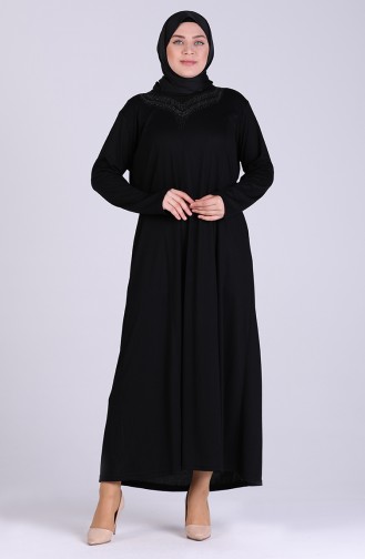 Plus Size Stone Print Dress 0409-01 Black 0409-01
