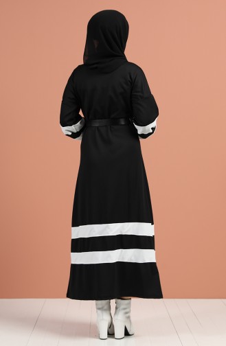 Kemerli Garnili Elbise 1011-01 Siyah