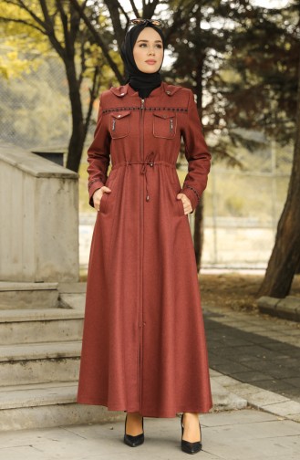 Kapüşonlu Pardesü 1006-01 Kiremit