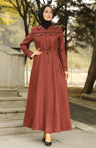 Kapüşonlu Pardesü 1006-01 Kiremit